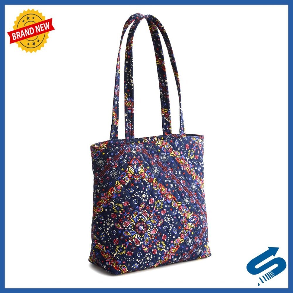 Premium Cotton Small Zip Tote Bag, Lightweight Quilted, 5 Pockets